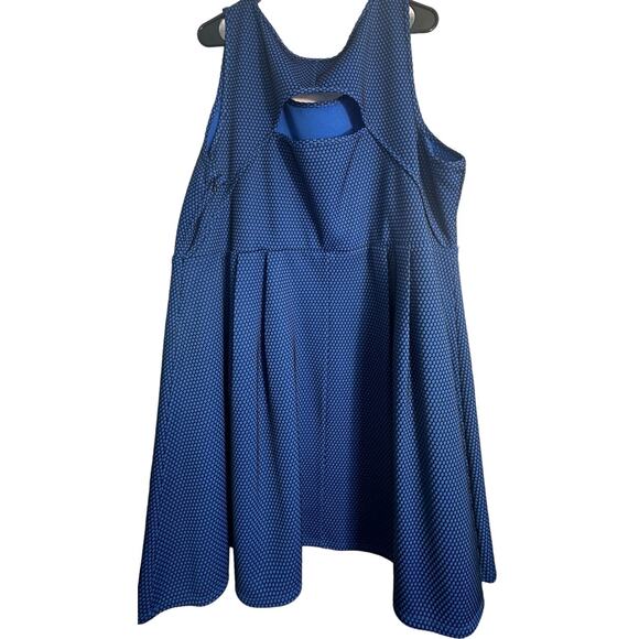 Lane Bryant Cobalt Blue & Black Fit and Flare Skater Dress – Size 26 Plus - Picture 3 of 8